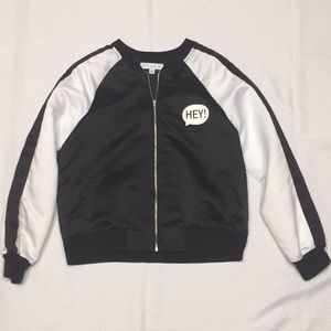 Girls black and white bomber jacket